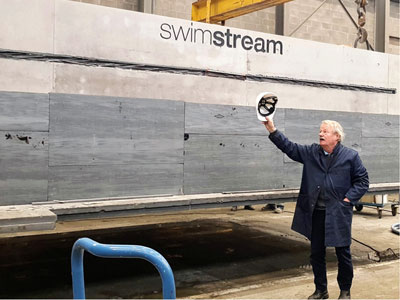 Levering prefab betonnen tegenstroomzwembad met Swimstream B-Model tegenstroominstallatie te Blauwestad, Groningen.